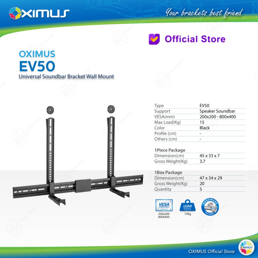 Universal Soundbar Bracket Wall Vesa Base Holder Premium OXIMUS