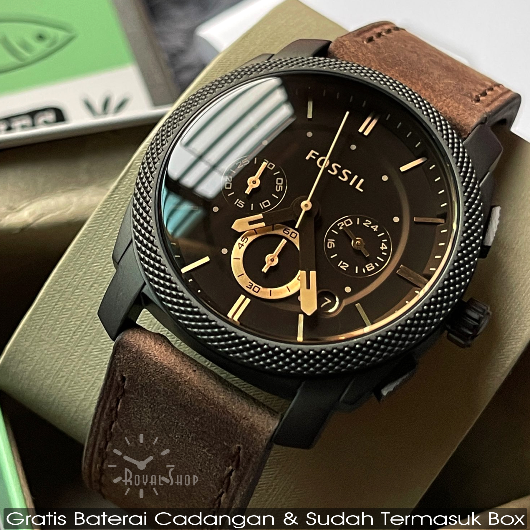 JAM TANGAN FOSSIL PRIA FS 4656 CHRONOGRAP TALI KARET SUPER KEREN