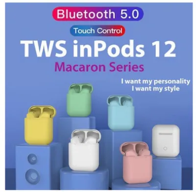 Earphone Bluetooth PODS i12 Macaroon