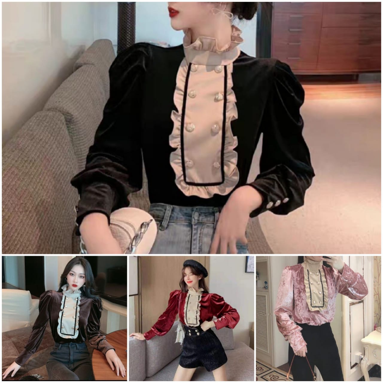 high collar blouse - Membeli high 