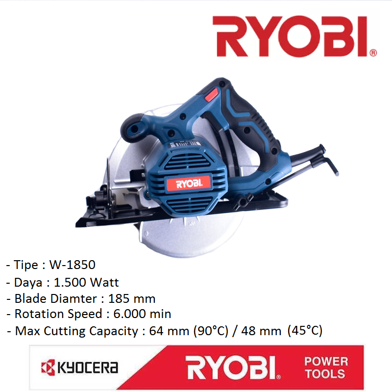 Ryobi Circular Saw W-1850 Gergaji Listrik Mesin Gergaji Kayu