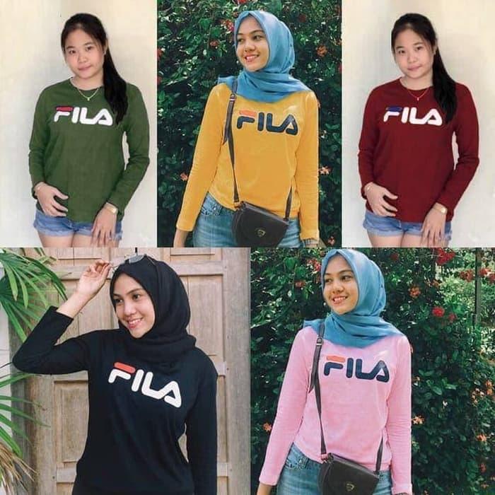 HARGA PROMO!!! BLOUSE FILA KAOS LENGAN PANJANG FIT L stevia baju atasan wanita