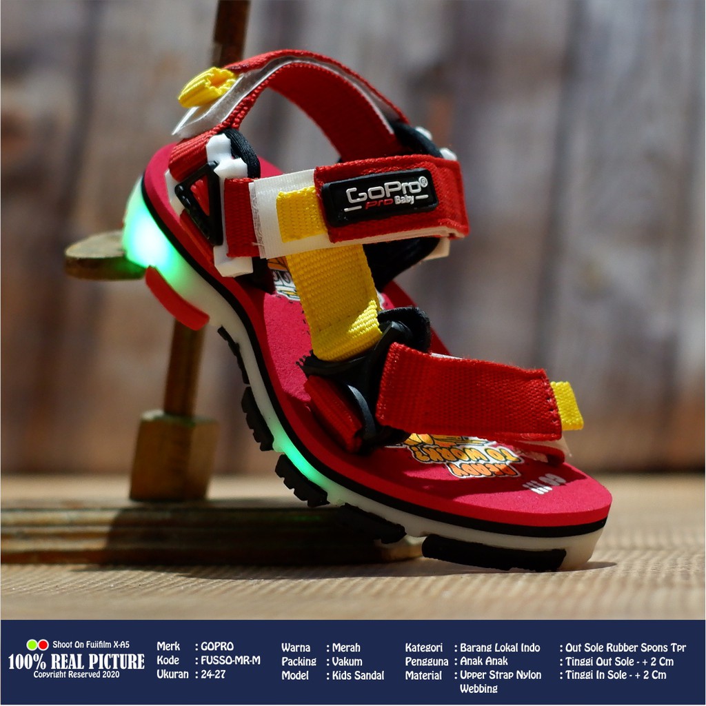SANDAL GUNUNG ANAK LAKI LAKI LAMPU LED GOPRO FUSSO LM 24-32 - Sandal