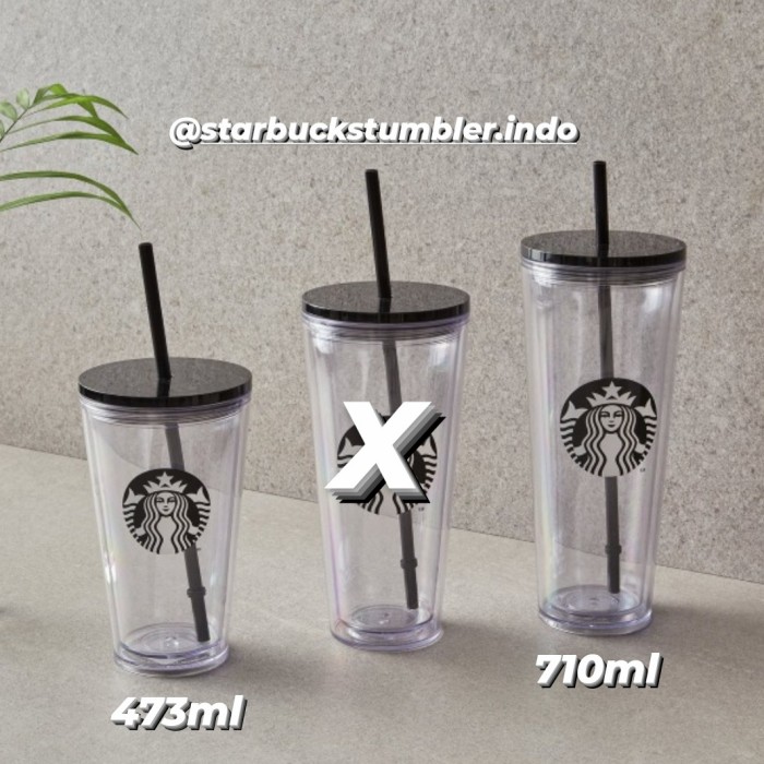 Siap Kirim Starbucks Tumbler Transparent Black Cold Cup Botol Bening
