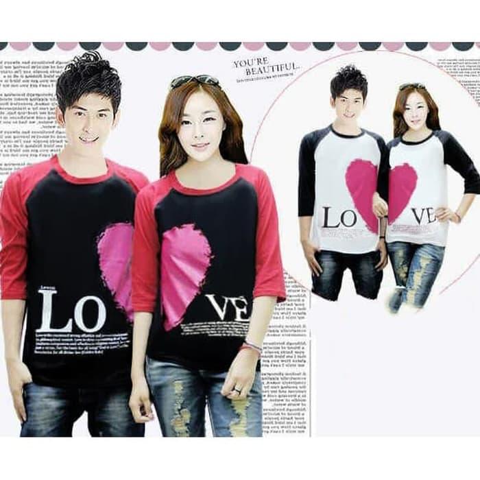 Kaos Couple Love Valentine Raglan Lengan 3/4