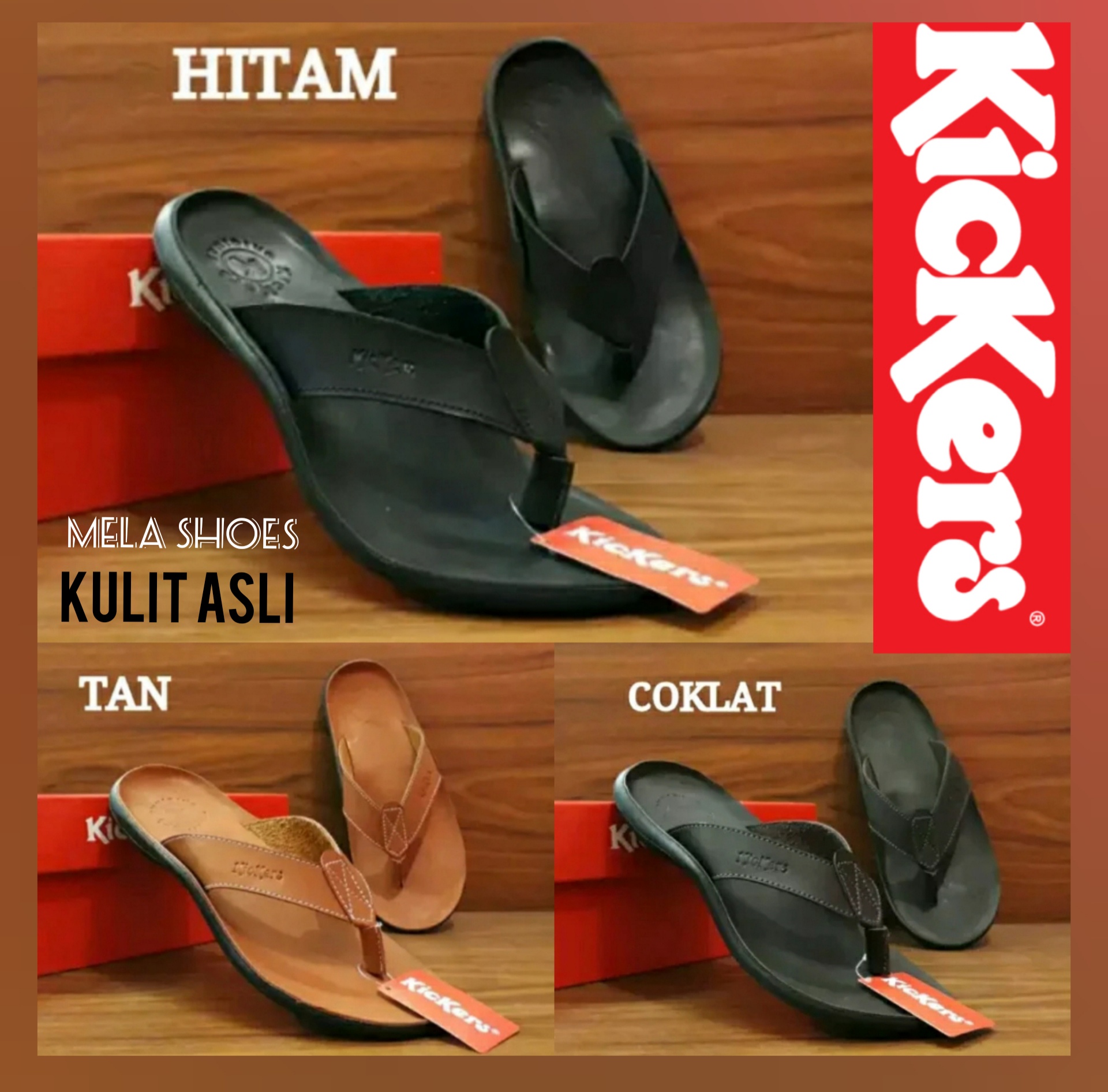 SANDAL KICKERS KULIT PRIA. SANDAL JEPIT KULIT COWOK MURAH PROMO