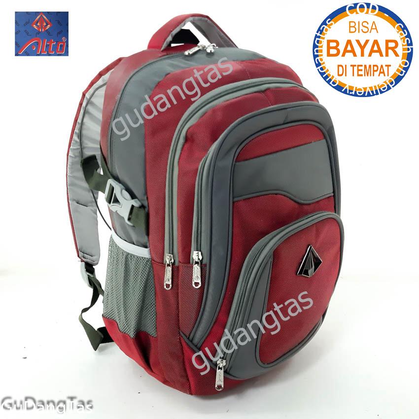 Alto Super Backpack Tas Sekolah Tas Kuliah Tas Travelling 76581 Ransel Laptop  MERAH BERNINTIK PUTIH + Raincover