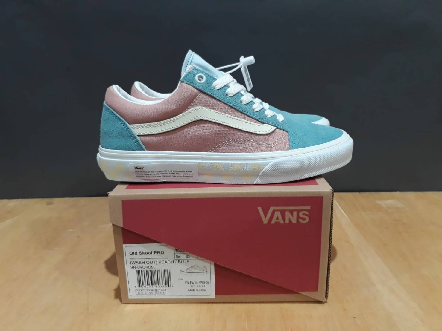 SEPATU VANS OLD SKOOL PRO WASH OUT PEACH BLUE PREMIUM BNIB