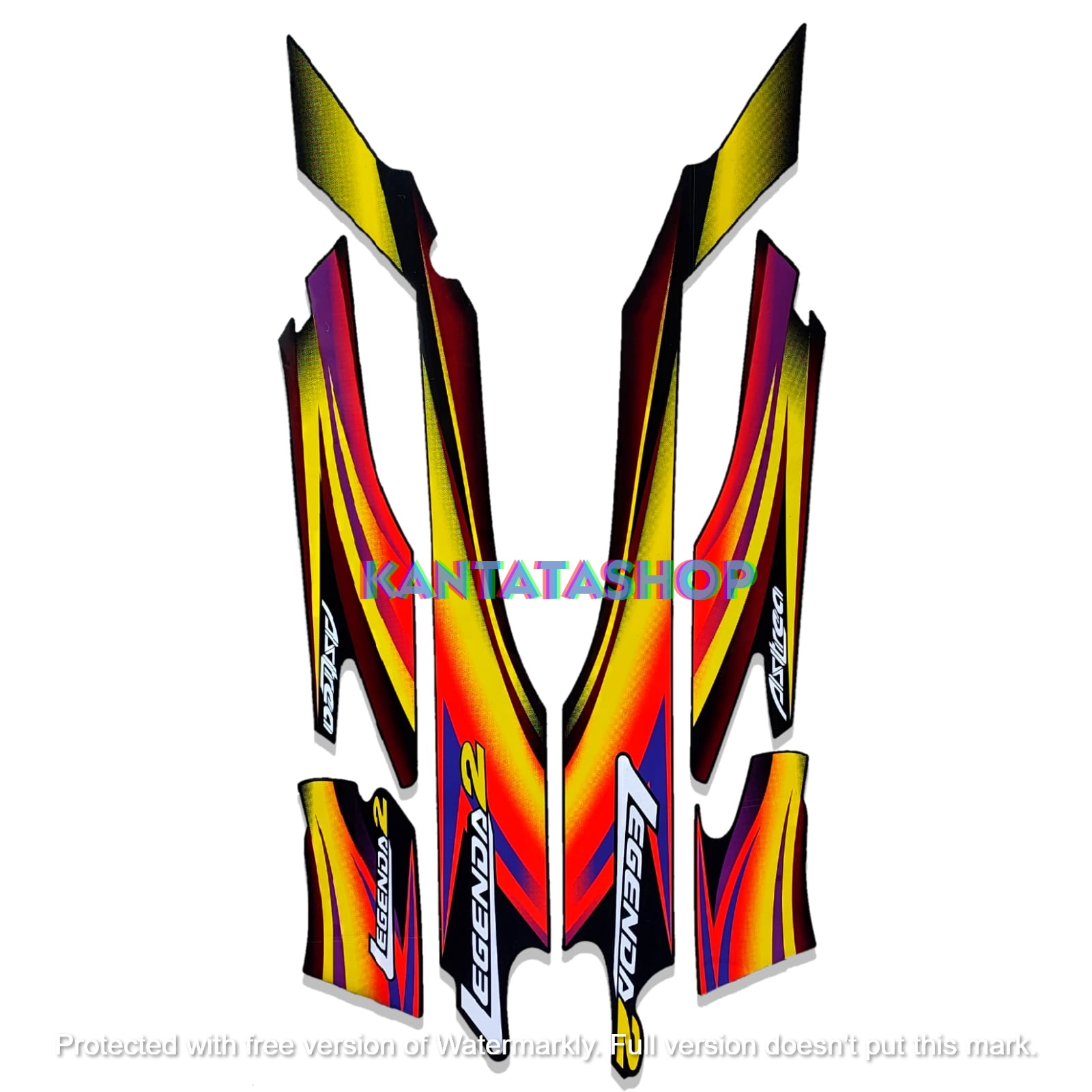 STIKER STRIPING LIS LES BODY MOTOR HONDA LEGENDA 2 2002 KUNING