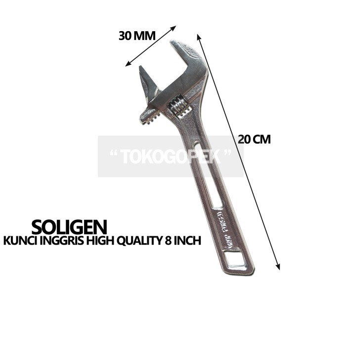 SOLIGEN ADJUSTABLE ANGLE WRENCH HIGH QUALITY KUNCI INGGRIS 8" INCH