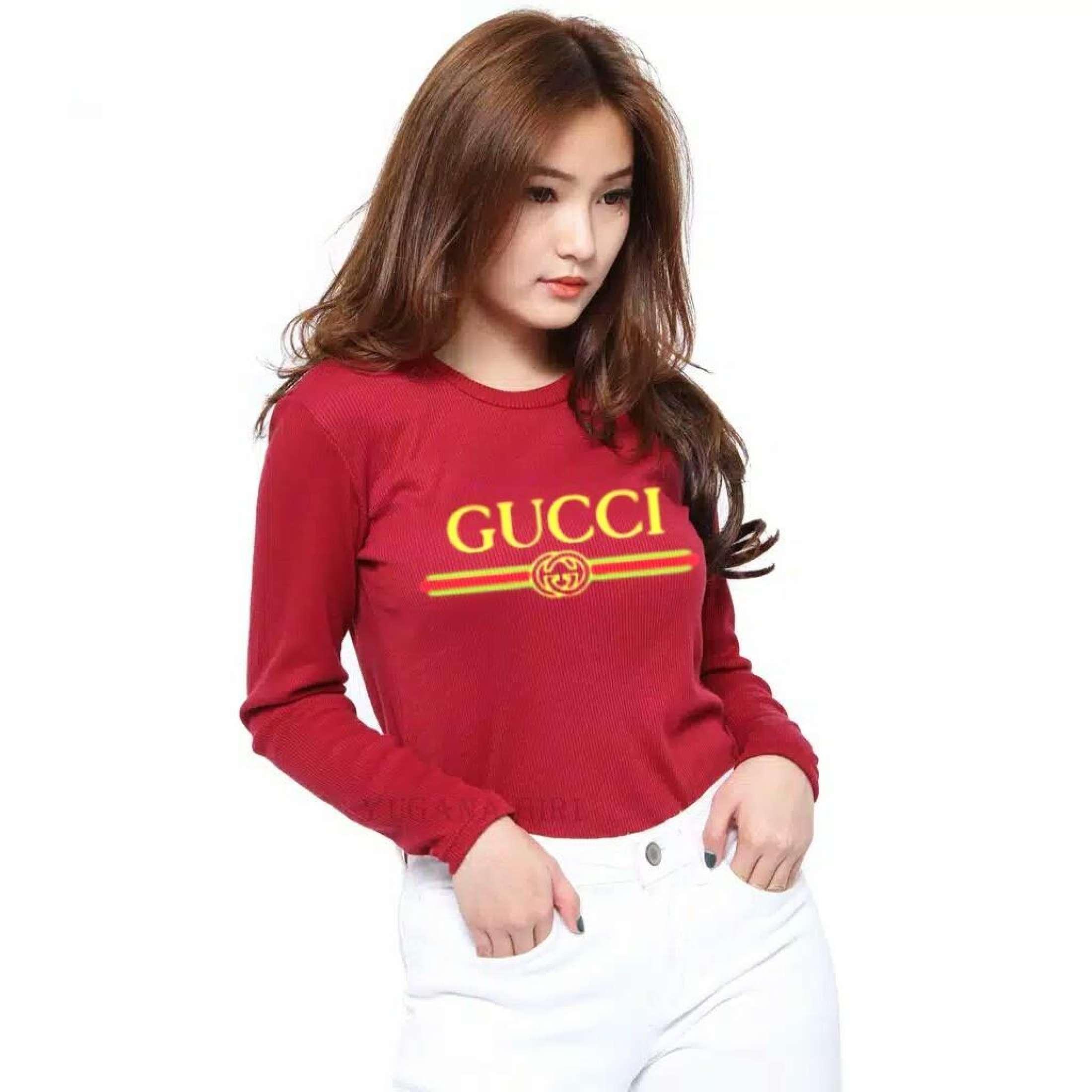 TERBARU!!! Cantik.Fashion Tshirt/ Kaos Wanita. Baju Atasan Guecci Lengan Panjang