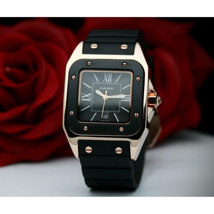 (COD/bayar ditempat)_Promo Jam Tangan Fashion Wanita Cartier Karet Terbaru Sporty Tanggal Aktif-water resistant