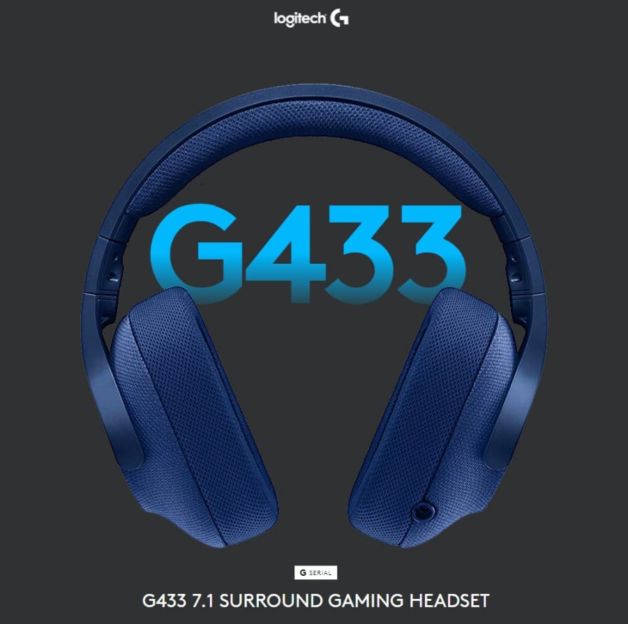 ORIGINAL Logitech G433 7.1 Wired Surround Gaming Headset Headohone Gaming  Blue