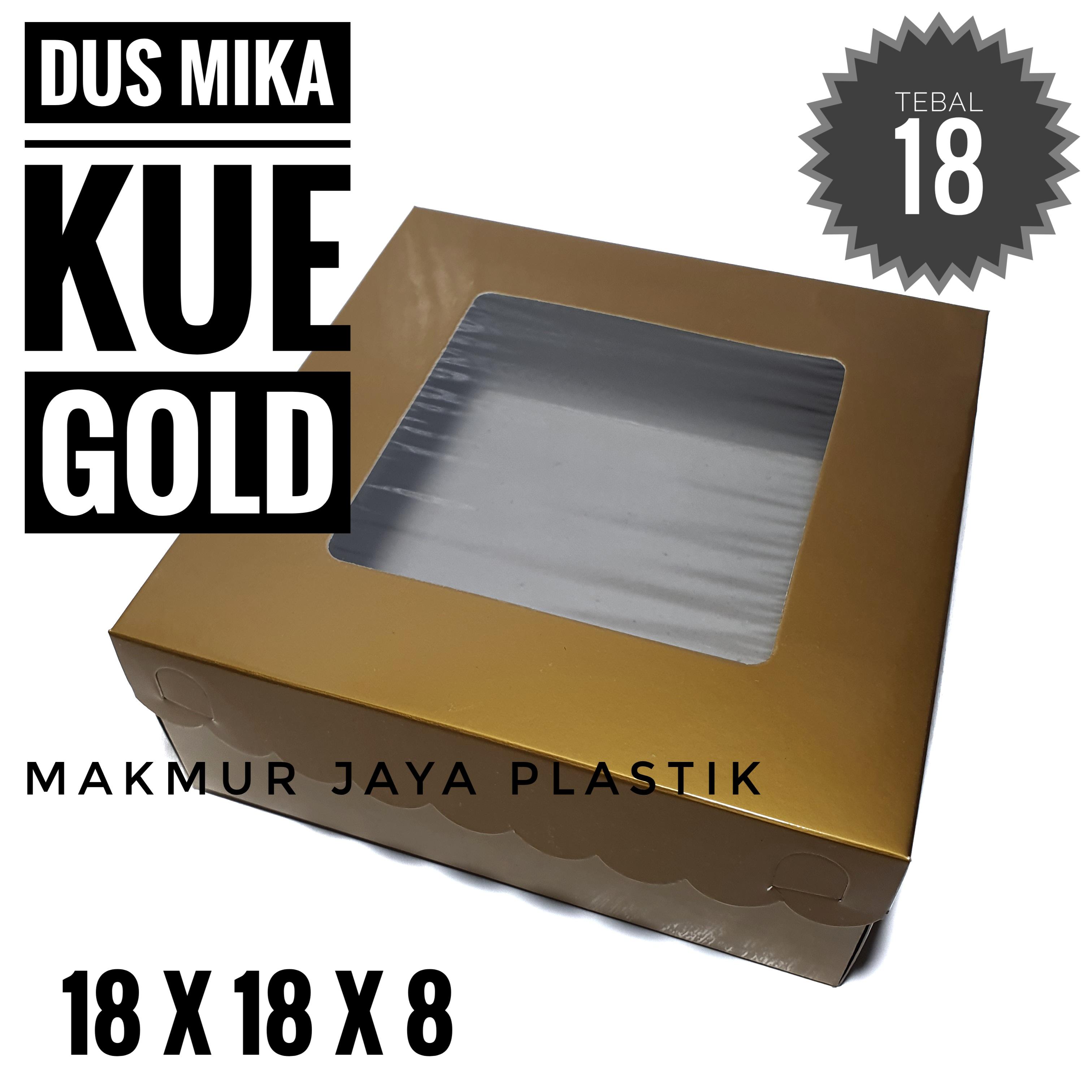 DUS KUE MIKA EMAS PAPER BOX DUS GOLD TUTUP MIKA UKURAN 18 X 18 | Lazada ...