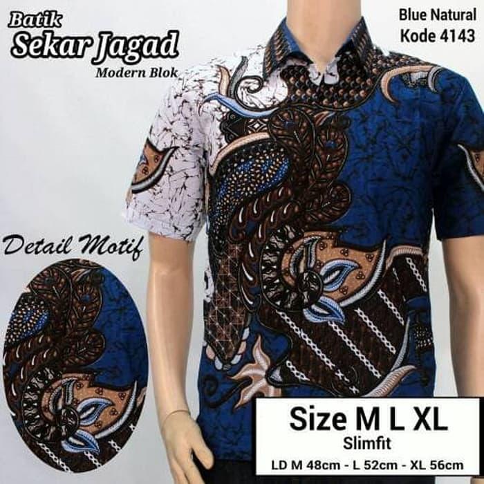 Jual Baju kemeja batik pria Batik Kerja Kantor sekar jagad abu2