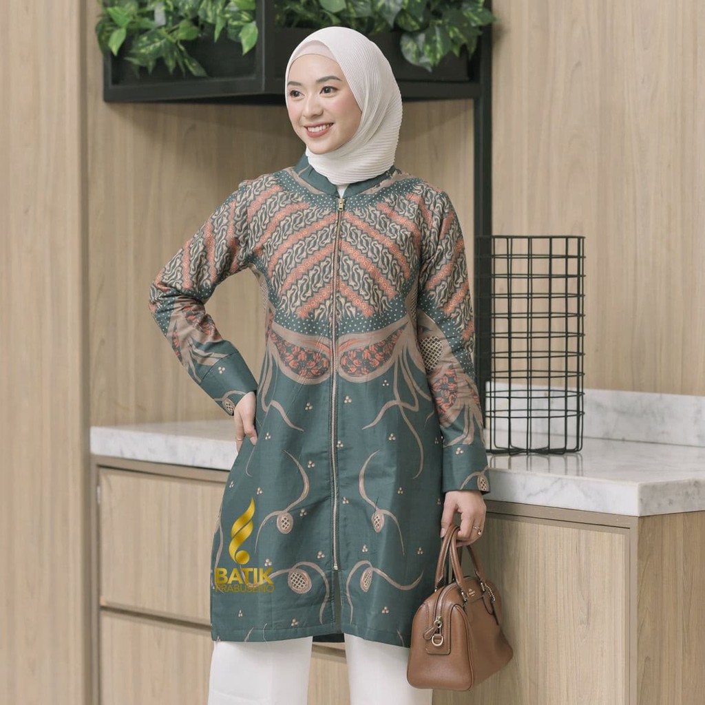 TUNIK OUTER ULFA ARMY ATASAN BAJU BATIK WANITA LENGAN PANJANG GINAL ...