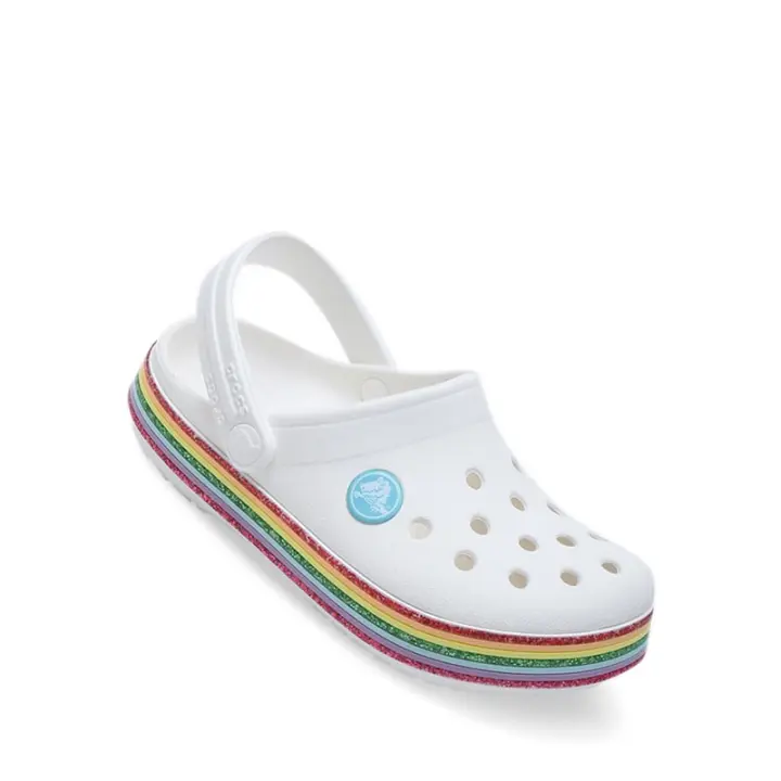 crocs white rainbow