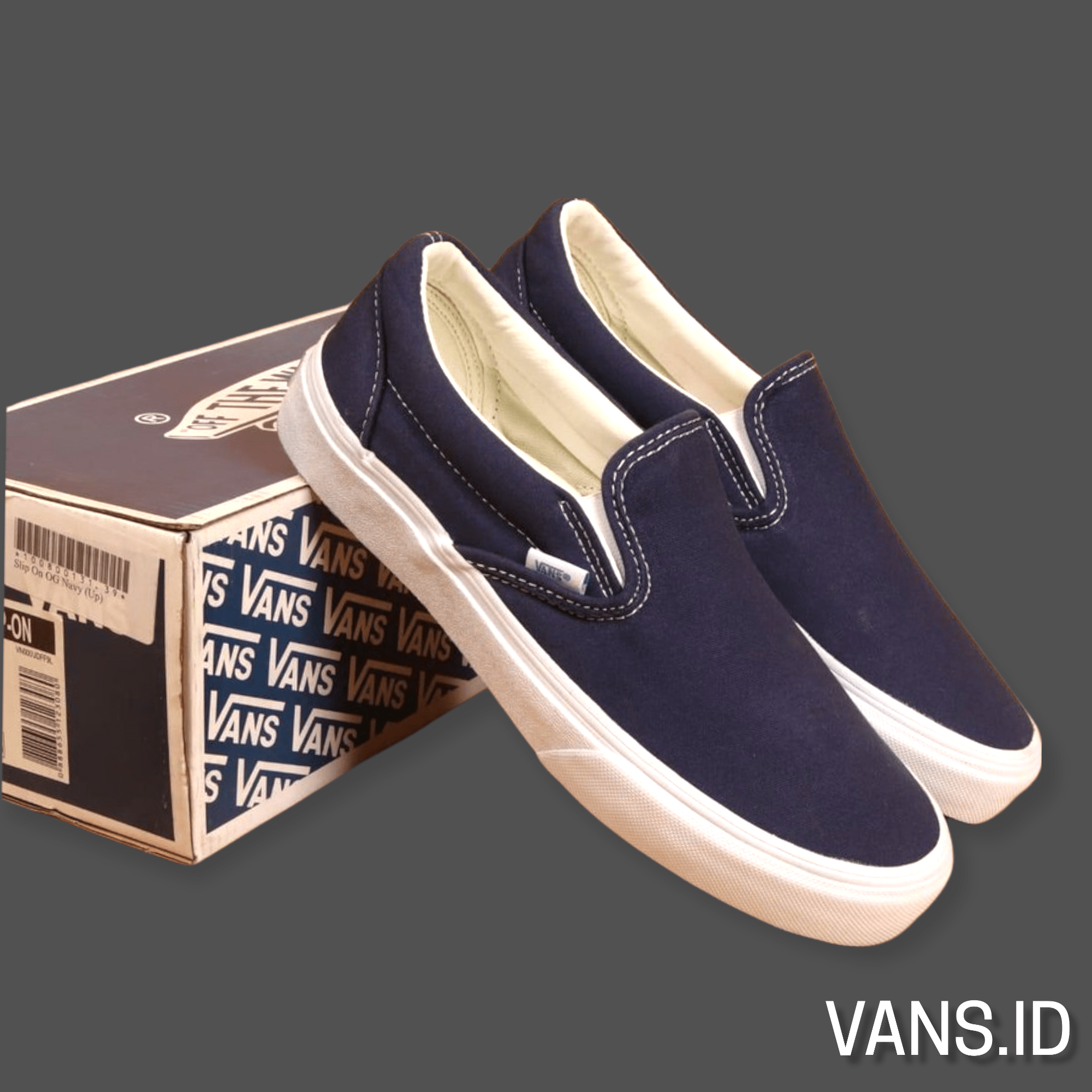 SEPATU PRIA VANS SLIP ON DOUBLE FOXING OG PREMIUM IMPORT -NAVY
