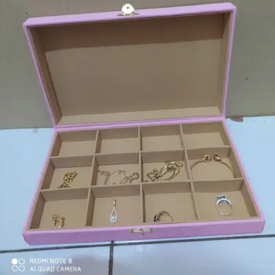 kotak perhiasan emas warna pink dan ungu