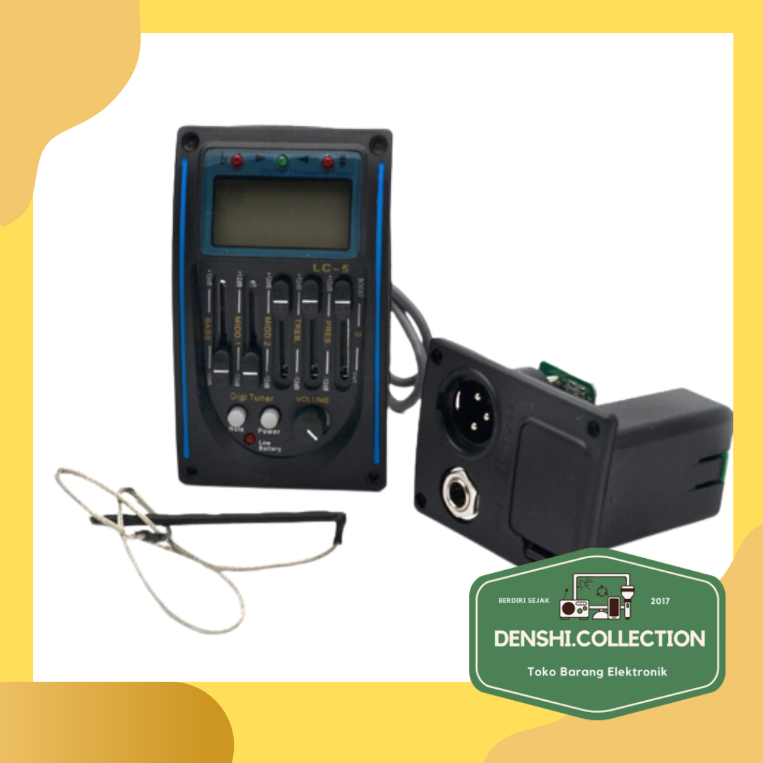 Preamp Amplifier Gitar Tuner 5 Bands Equalizer System Saphue LC5