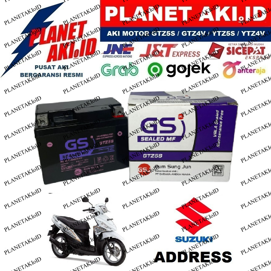 Aki Motor Suzuki Address GTZ5S Accu Kering MF Aki Motor 12V Dengan