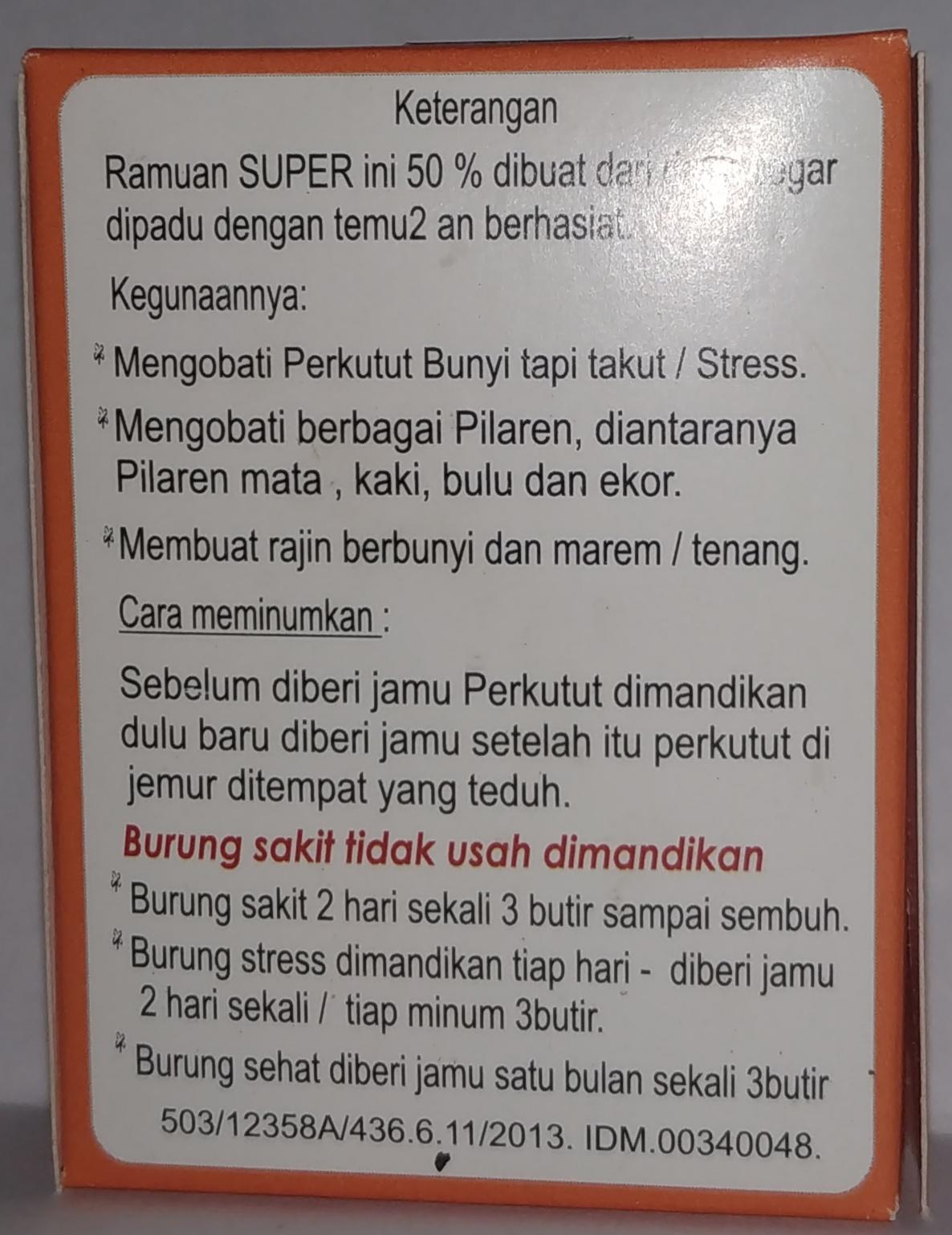 Jamu Burung Perkutut Pil Laras Ati Lazada Indonesia