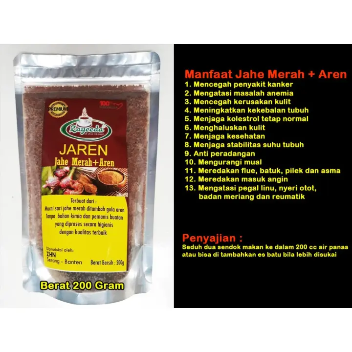 Ekstrak Bubuk Jahe Merah Plus Gula Aren Minuman Herbal Untuk Kesehatan Lazada Indonesia