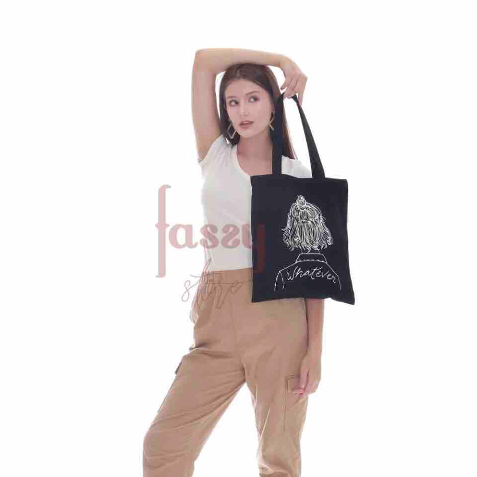 Tote bag WHATEVER BLACK