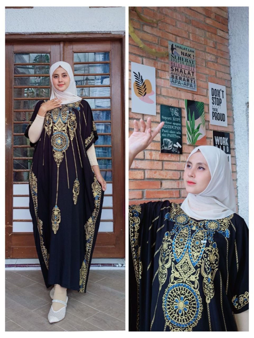 Baju Muslim Wanita Lengan Pendek Model Kaftan Daster Panjang