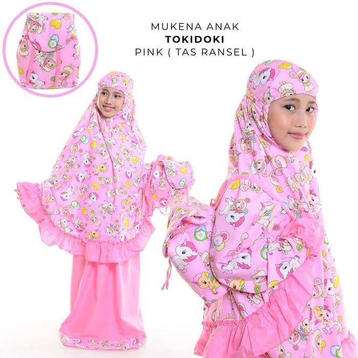 MUKENA ANAK PG TK SD MOTIF KARTUN TOKIDOKI PLUS TAS RANSEL MUKENA ANAK TOKIDOKI PINK CREAM TAS RANSEL XS - XXL