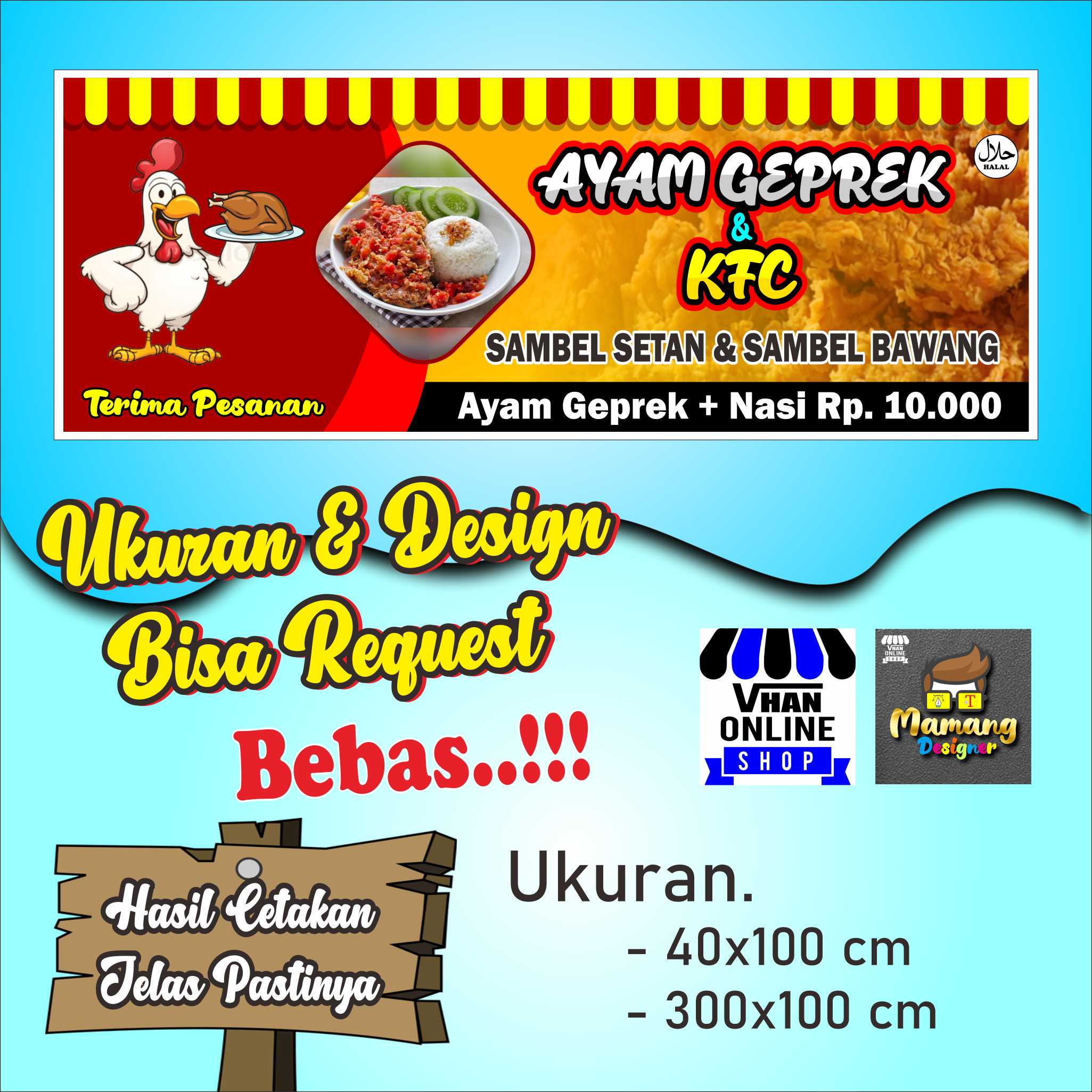 Spanduk, Banner, Mmt Jualan Ayam Geprek, Kfc, Ayam Crispy | Lazada ...