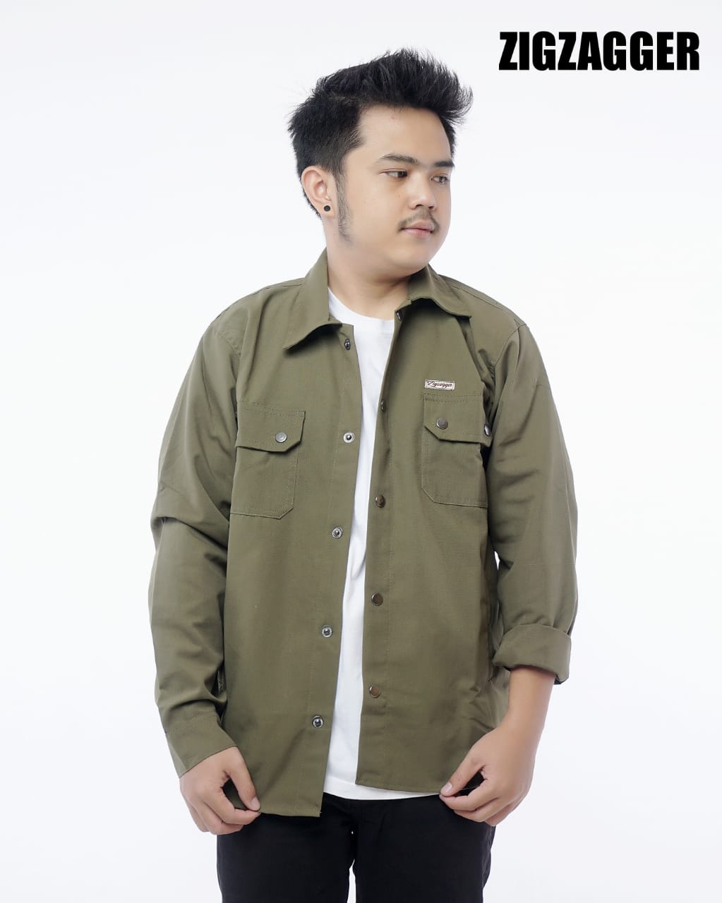 Jual Jaket Kemeja Semi Parka Pria Kemeja Polos Lengan Panjang Pria