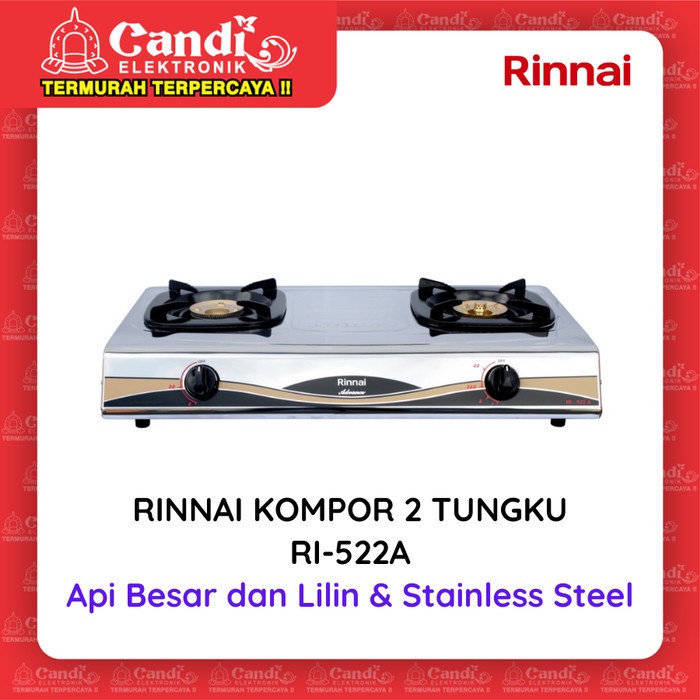 RINNAI KOMPOR 2 TUNGKU RI-522 / RI-522C / RI-522E / RI-522A / RI-522S - RI- 522A | Lazada Indonesia