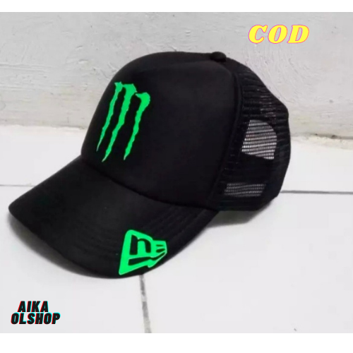 Topi Trucker Jaring Dewasa Logo Monster 