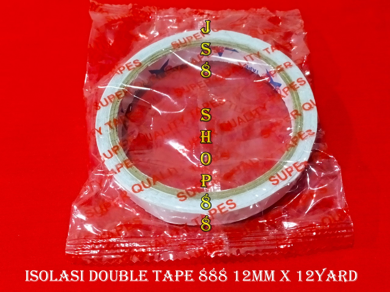 ISOLASI DOUBLE TAPE PUTIH 12MM*12YARD 888 HOKI TAPE / DOUBLE TAPE TISUE