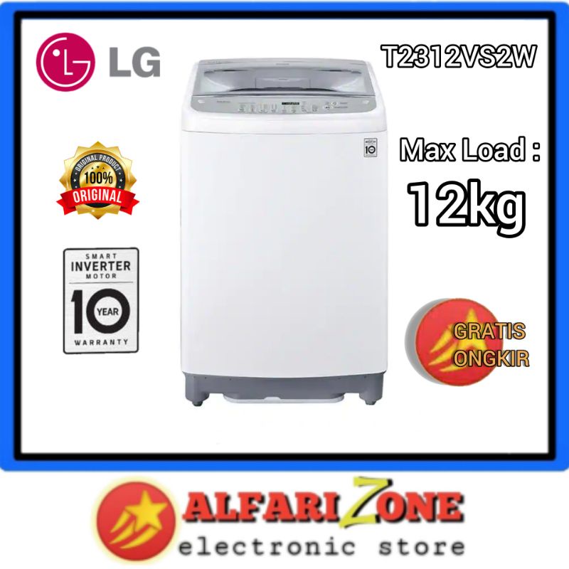 Mesin Cuci LG 1 Tabung Top Loading 12kg T2312VS2W T2312 Direct Drive