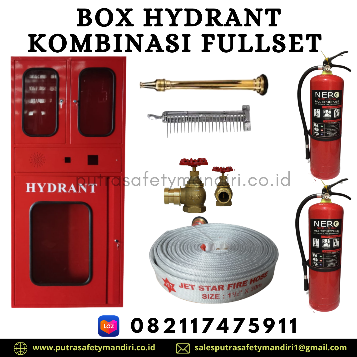 FULLSET BOX HYDRANT TYPE B INDOOR KOMBINASI KOTAK APAR INCLUDE 2 TABUNG ...