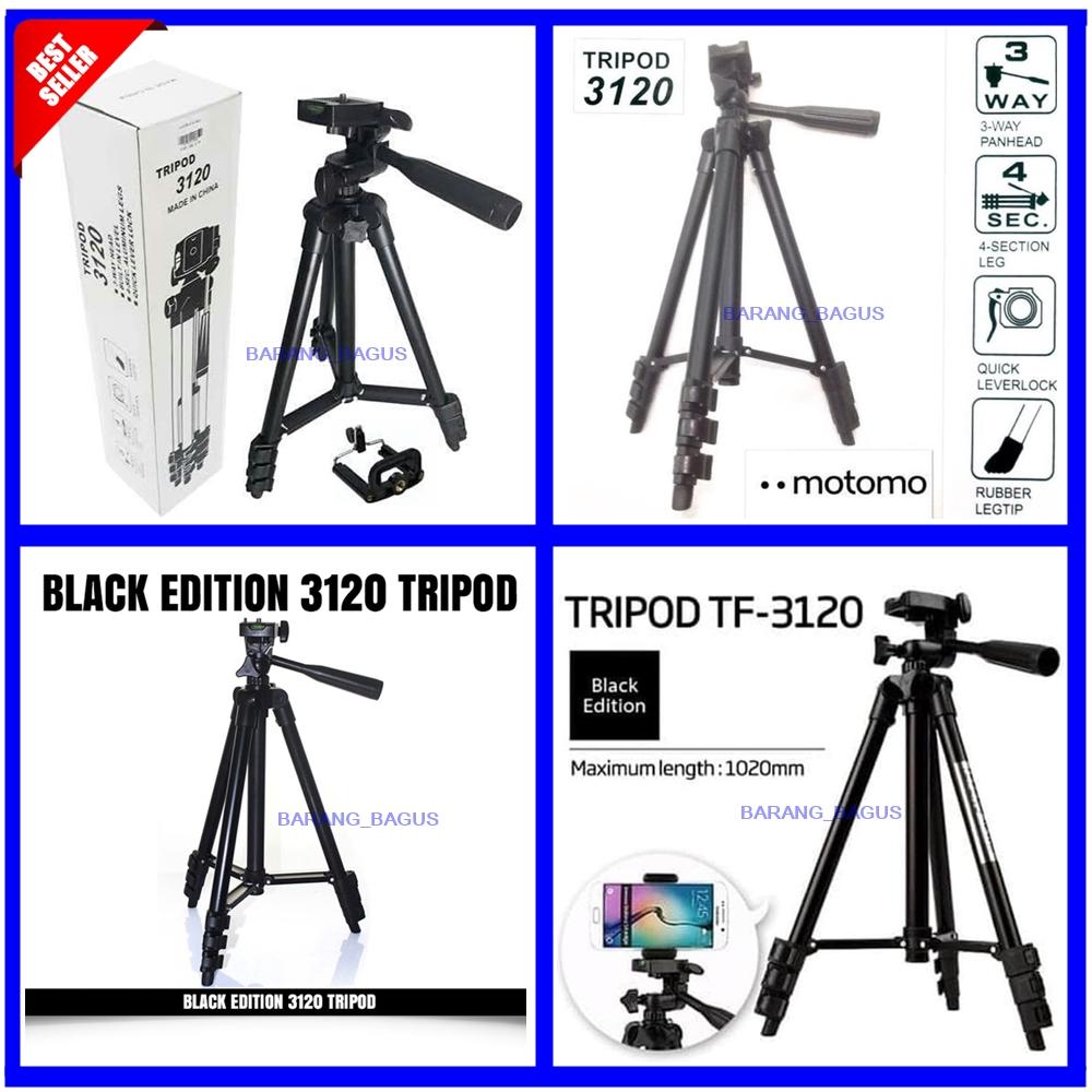 Universal Tripod 3120 Black Edition / Tripod Untuk HP Dan Kamera Tinggi 1 Meter Free Holder U barang_bagus