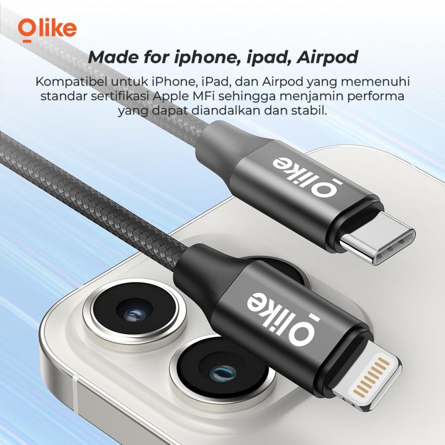 Olike Charger MFI Type-C to Iphone PD 20W Fast Charge D107 GAN20