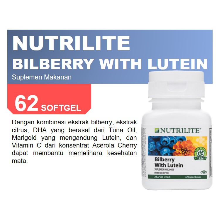Amwy Nutrilit Bilberry With Lutein Vitamin Mata 62 Softgels Original