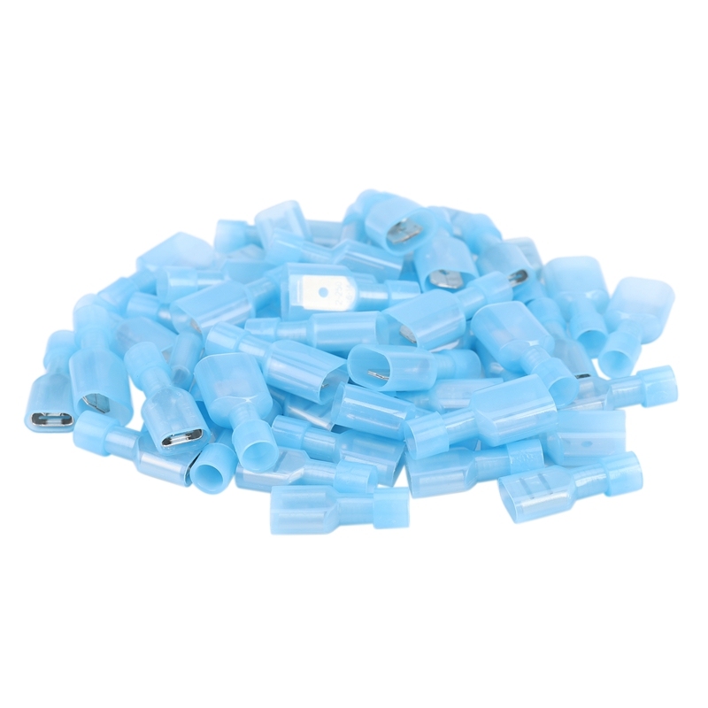 50pcs Female & Male Fully Insulated Wire Terminals Connector Nylon Spade Connectors Blue