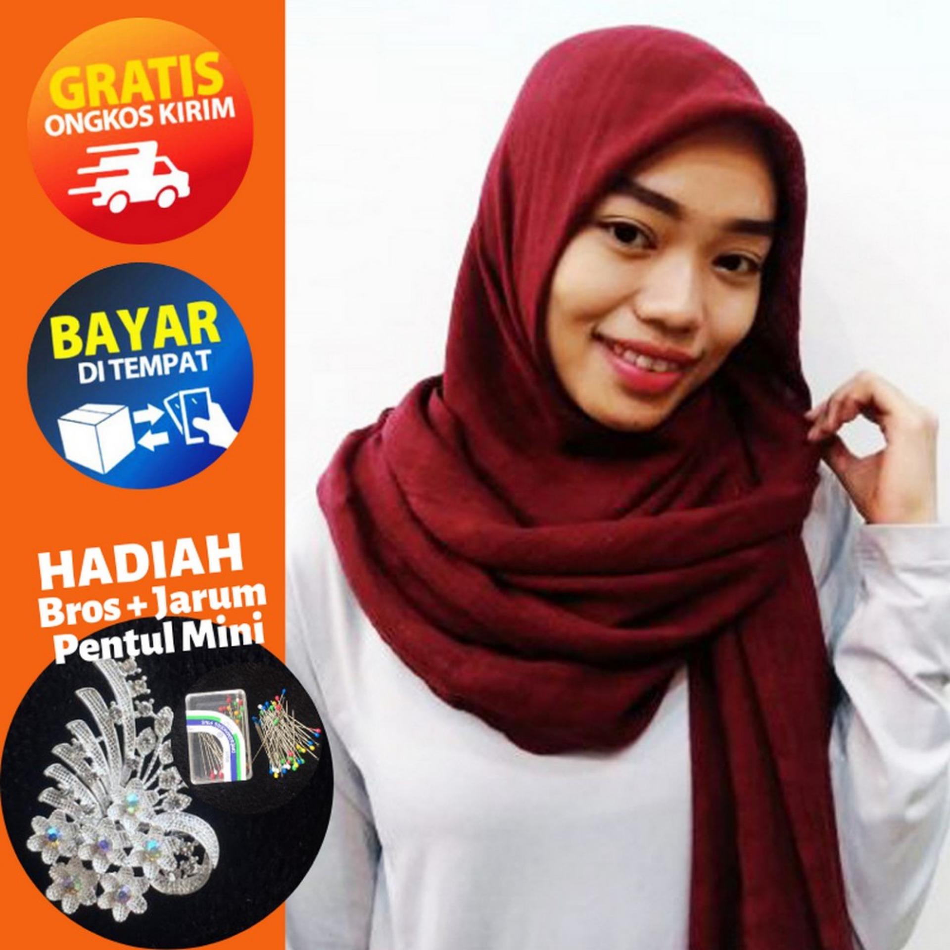 Hijab syar i Hijab pasmina Jilbab syari panjang Kerudung murah hijab kekinian Jilbab murah Kerudung wanita pashmina Hijab polos GE 01 Maroon Pasmina Cantikku