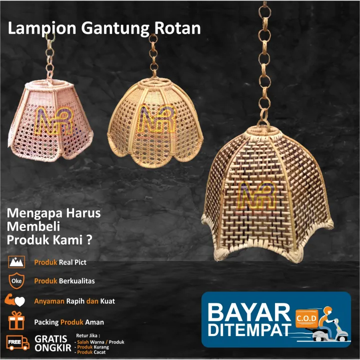 Kap Lampion Rotan Lampu Hias Gantung Lazada Indonesia