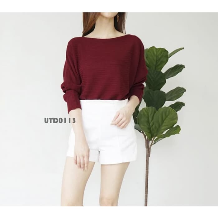 Baju Lengan Panjang Korea Rajut Wanita Baju Cewek Murah Kekinian Maroon Lazada Indonesia