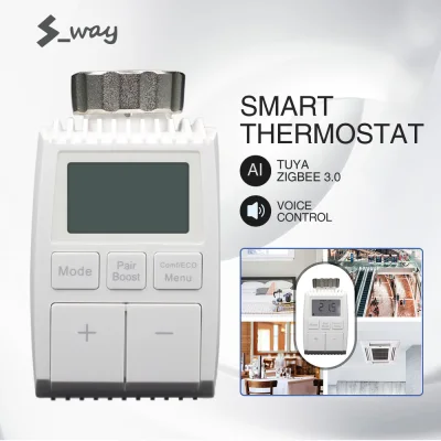 S-way Tuya ZigBee 3.0 New Mini Smart Radiator Actuator Programmable Thermostat Heater Temperature Controller Support Alexa