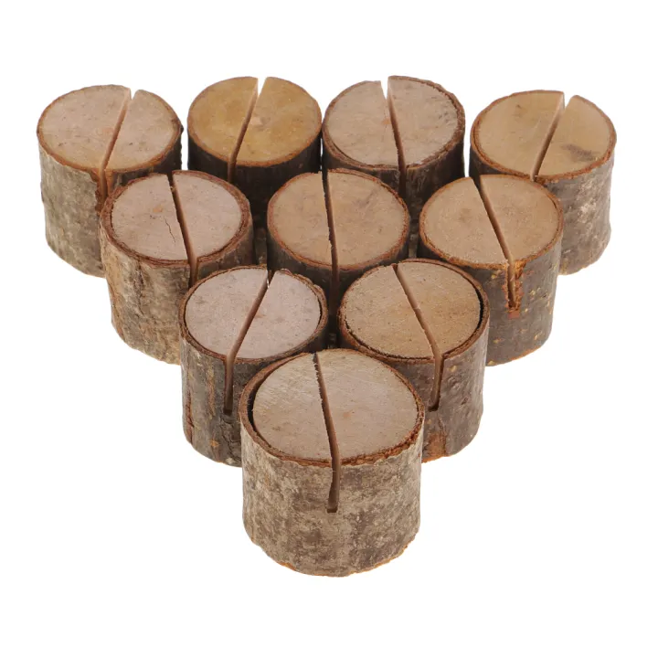 Koolsoo 10 Pieces Natural Wood Log Blocks Holder For Wedding Party
