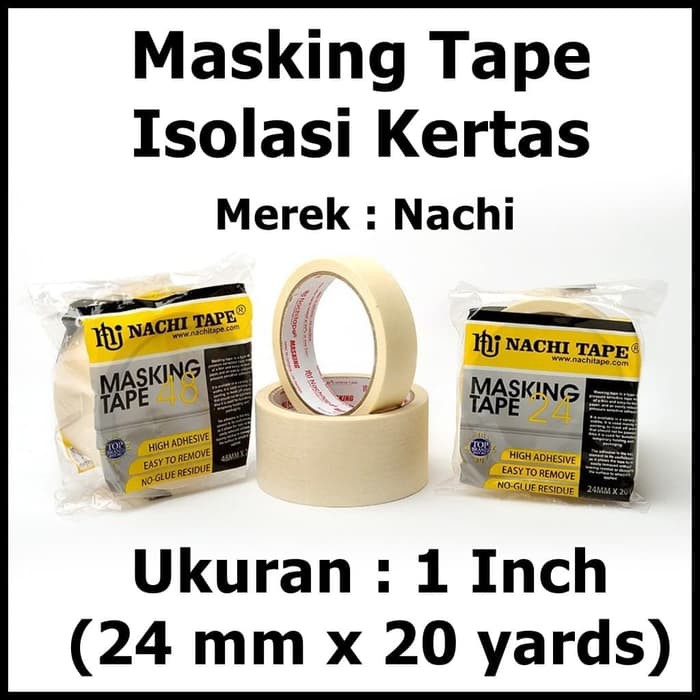 Lakban kertas Masking Tape Lakban Kertas Nachi 24mm x 20yard Lazada