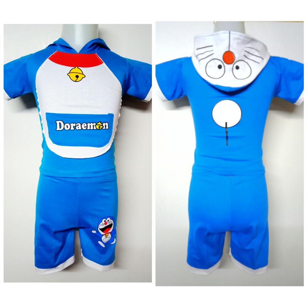 M2store Baru Bagus Dan Lucu Setelan Doraemon Topi Kupluk Baju