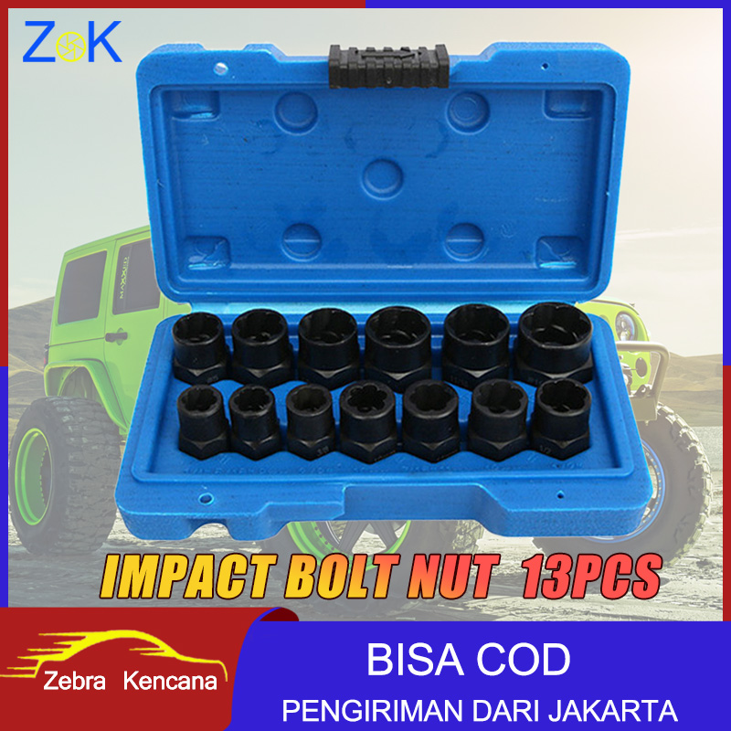 Dikirim Dari Jakarta 13pcs Impact Bolt Nut Remover Setnut Extractor Socketbolt Remover Kunci 9662