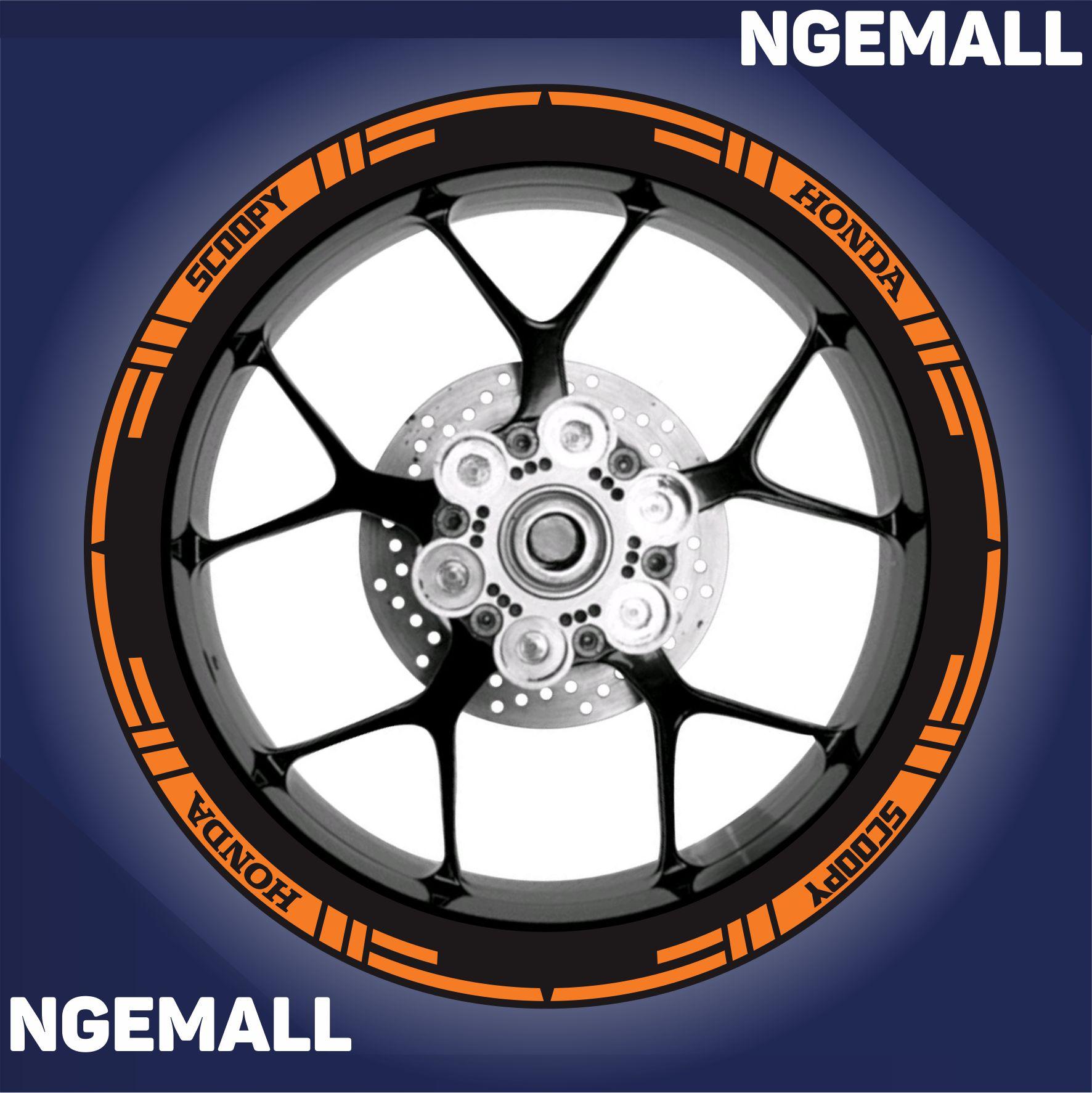 Ngemall - Aksesoris Motor Stiker Cutting 3 Velg Honda Scoopy - Orange - Ngemall